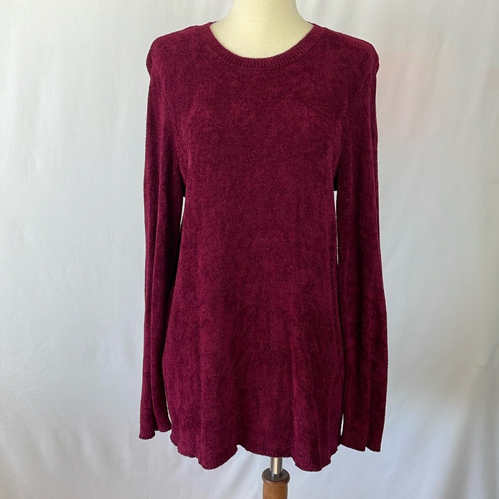 J. Jill Wine Colored Plush Long Sleeve Sweater - Size Petite Medium
